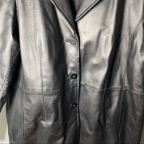 Women's Genuine Leather Jacket Worthington  3 Button Black -  Size 2XL - Picture 15 of 16